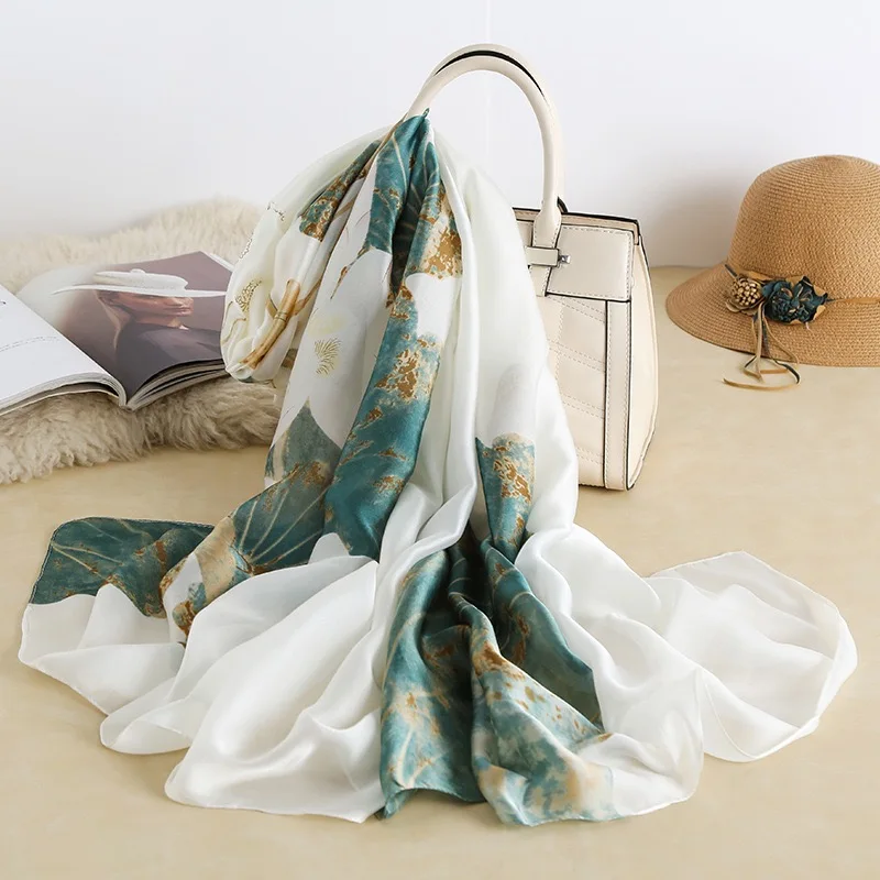 Spring Scarf Women's Luxury Design Scarf Silk Sun Protection Breathable Smooth Scarf Soft Muslim Headband Shawl Beach 85x180cm image 6