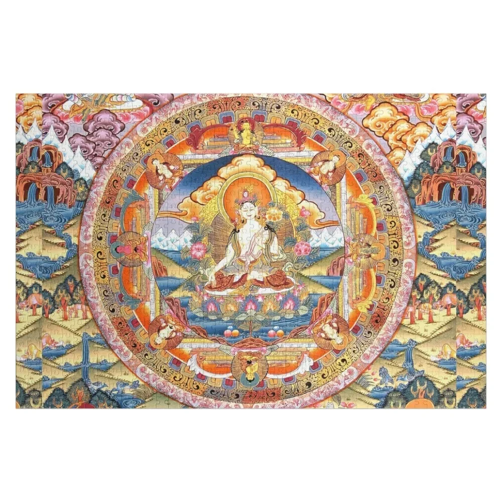 

White Tara Buddhist Mandala 60 Jigsaw Puzzle Custom Name Child Toy Iq Puzzle