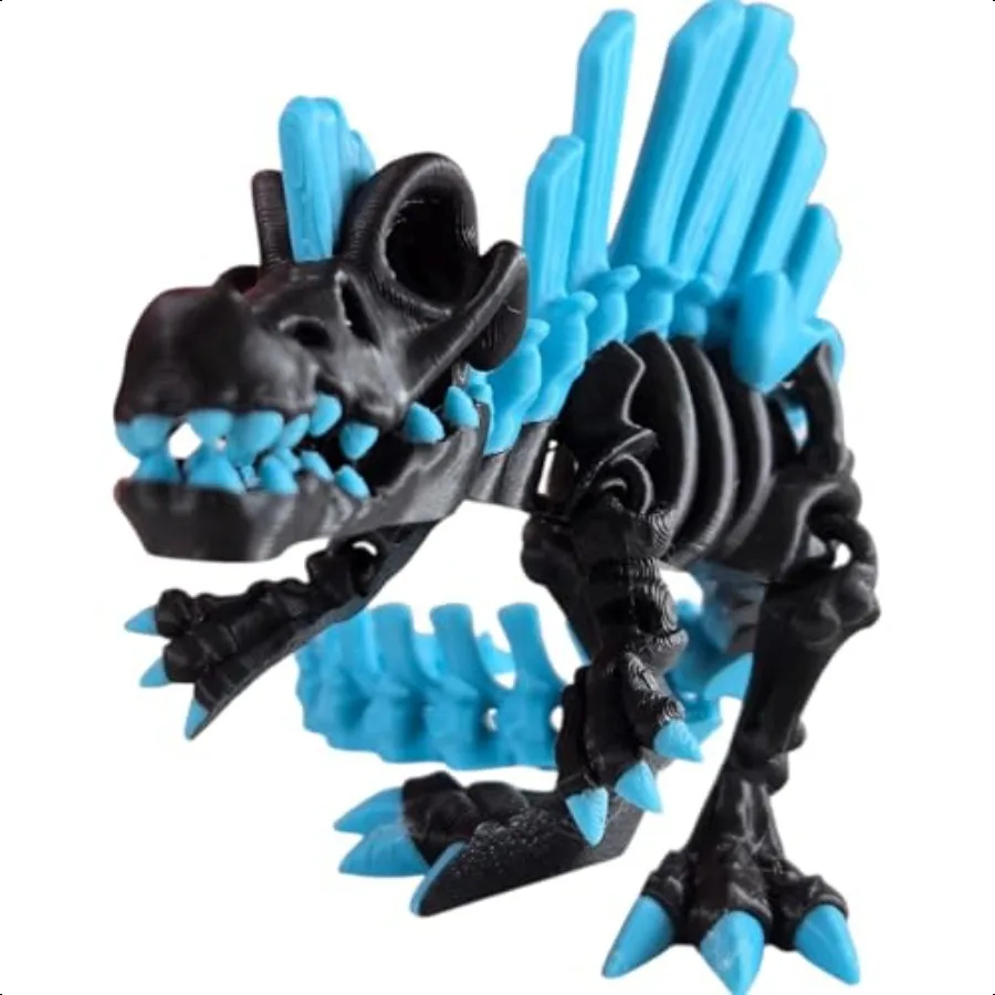 

Skeleton Spinosaurus Articulating Dinosaur Figurine Prehistoric Collectible 3D Printed in Canada Abyssal Glacier