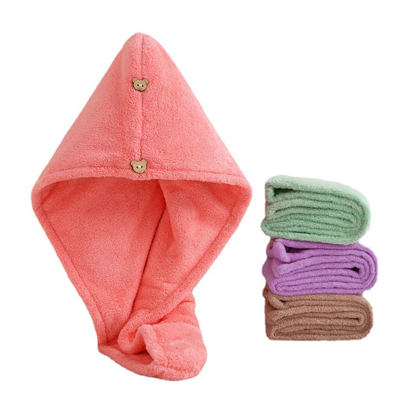 

Women Hair Drying Hat Quick-dry Towel Cap Hat Bath Hat with Button Super Absorbent Hair Towel Fast Drying Hair Wraps for Women