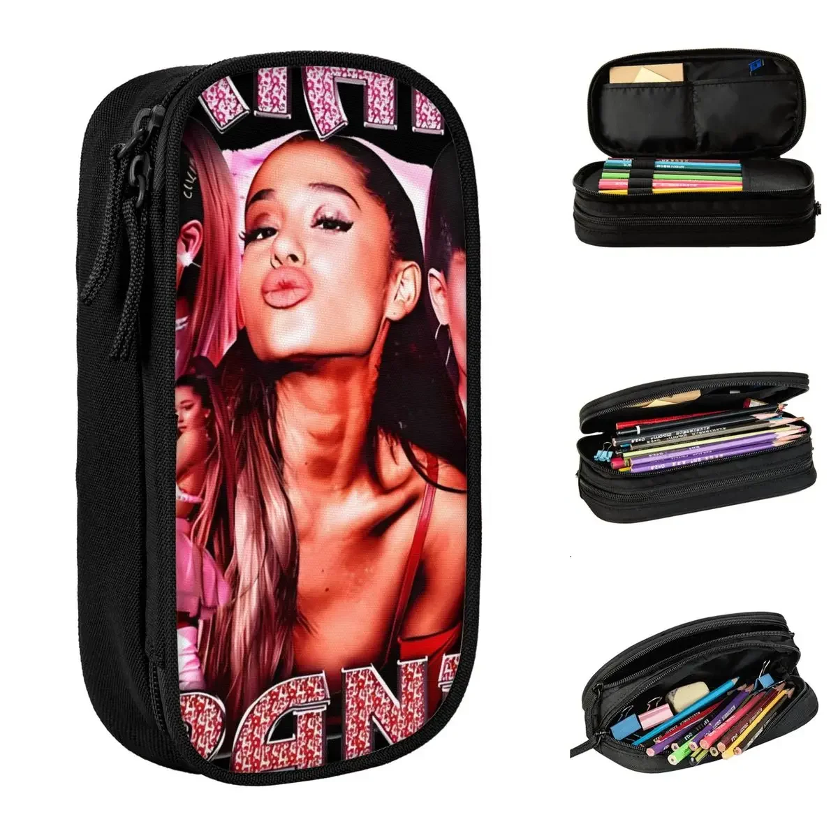 

Creative Vintage Pop Music R&B Pencil Cases Arianas Grandes Pencil Box Pen Holder for Girl Boy Large Storage Bag Office Gifts