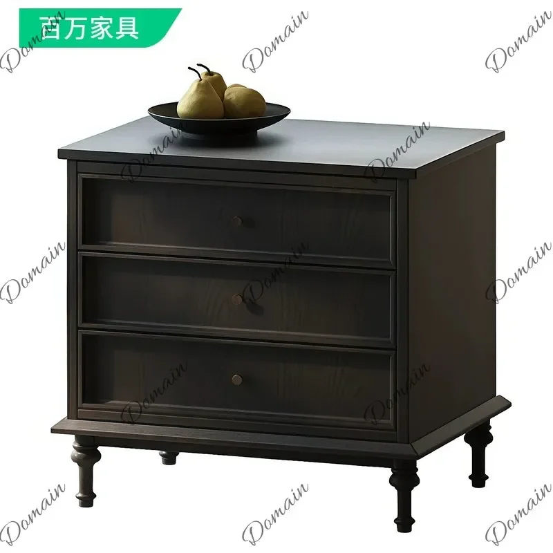 80 N French Style Solid Wood Entryway Cabinet 3 Drawer Storage Nightstand Bedside Table Natural Wood Metal Handle Custom