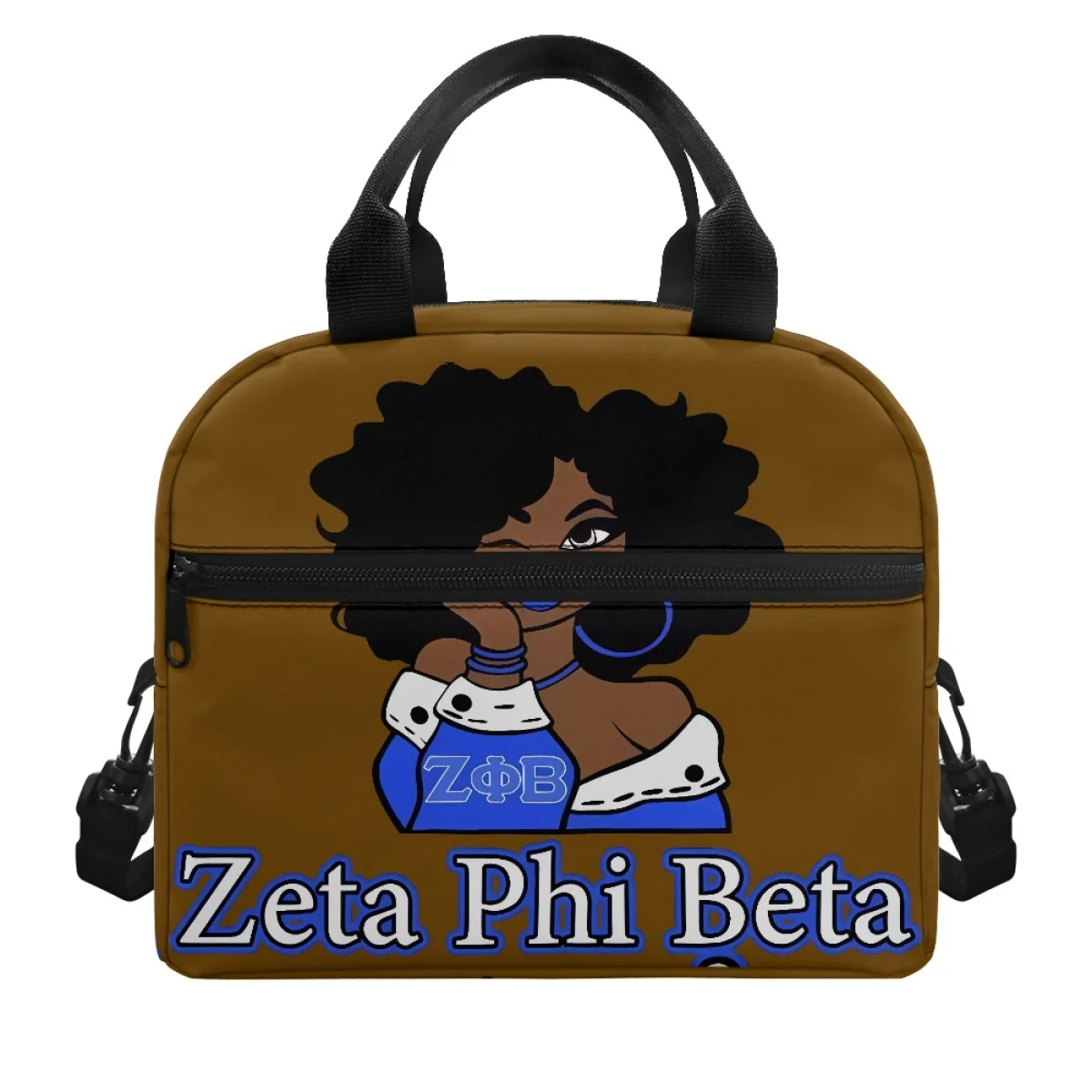 Zeta Phi Beta African Girl Pattern Woman Large Capacity Insulated Lunch Bag for Family Lover Kids Friends Dirt Resistant Handbag