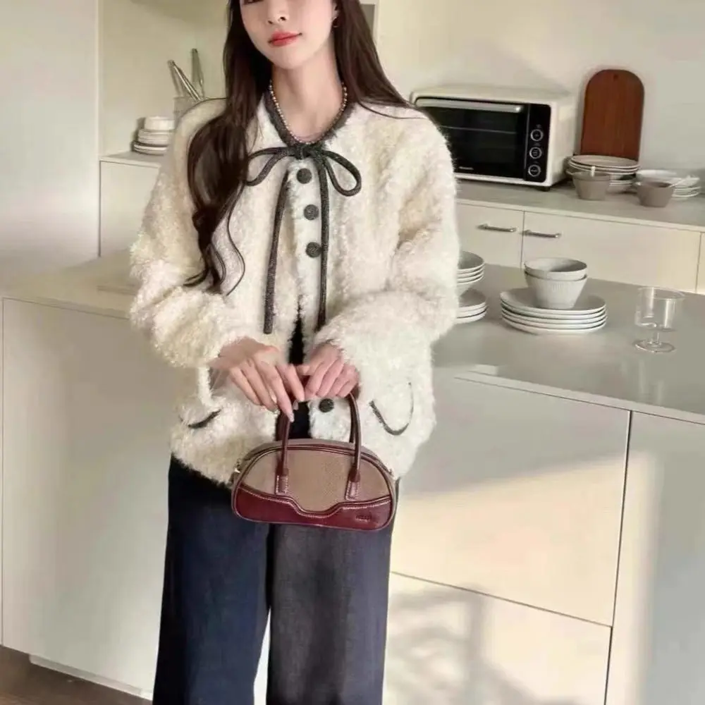 Lamb Wool Jacket for Women French 2024 Autumn and Winter New Short Style Thickened Fur Top