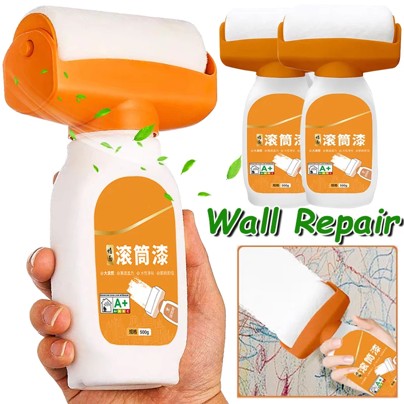 White Latex Paint Waterbased Repair Brush Interior Wall Portable Small Roller Wall Treatments Application House Painting Brush