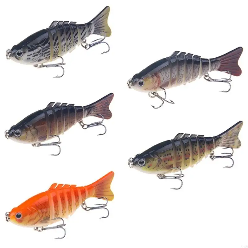 

7 Segment Artificial Hard Baits Swimming Lures with Treble Hook for Trout A70D