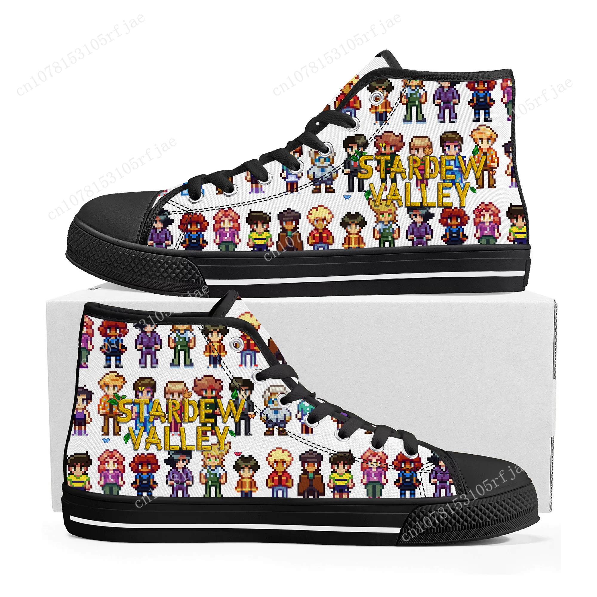 Stardew Valley High Top Sneakers Cartoon Game Mens Womens Teenager High Quality Canvas Sneaker Fashion Custom Built Couple Shoes