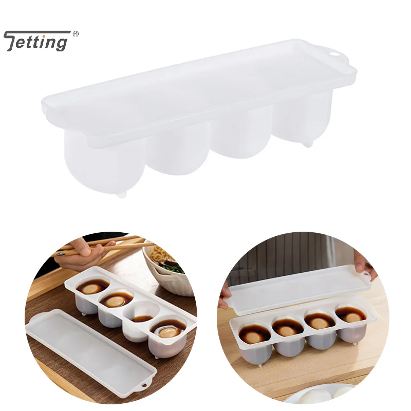 Boiled Egg Making Box 4 Grids Sealed Braised Egg Boxes For Soft Medium Hard Boiled Egg Compartmented Design Cooking Gadgets