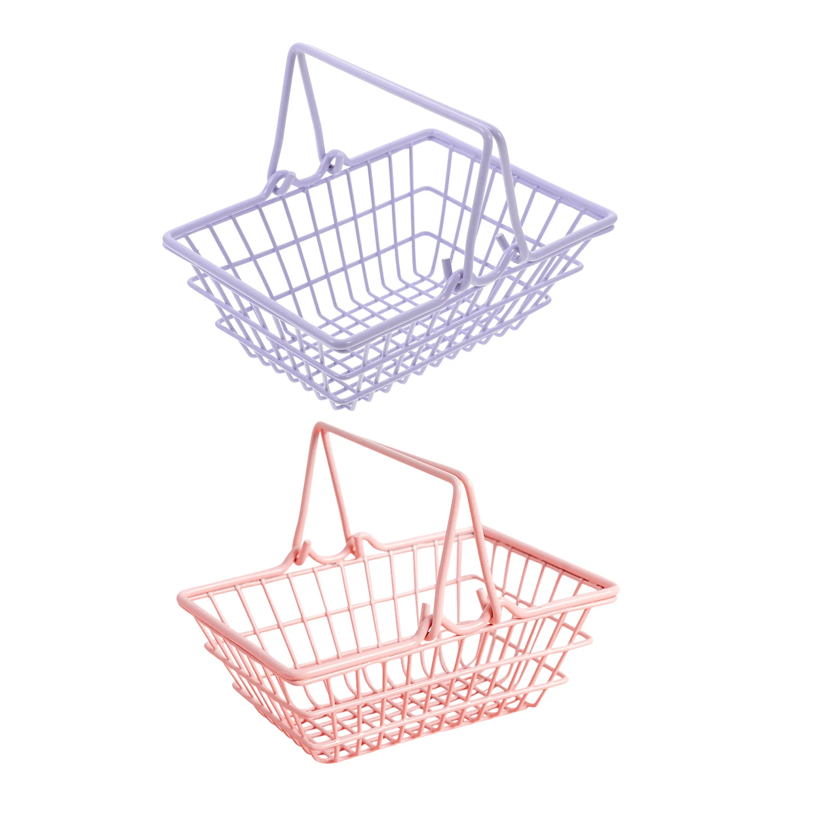 2 pezzi cestino della spesa per bambini mini filo metallico piccolo cestino della spesa contenitore di stoccaggio portatile per giochi di imitazione uso domestico piccolo contenitore organizzatore