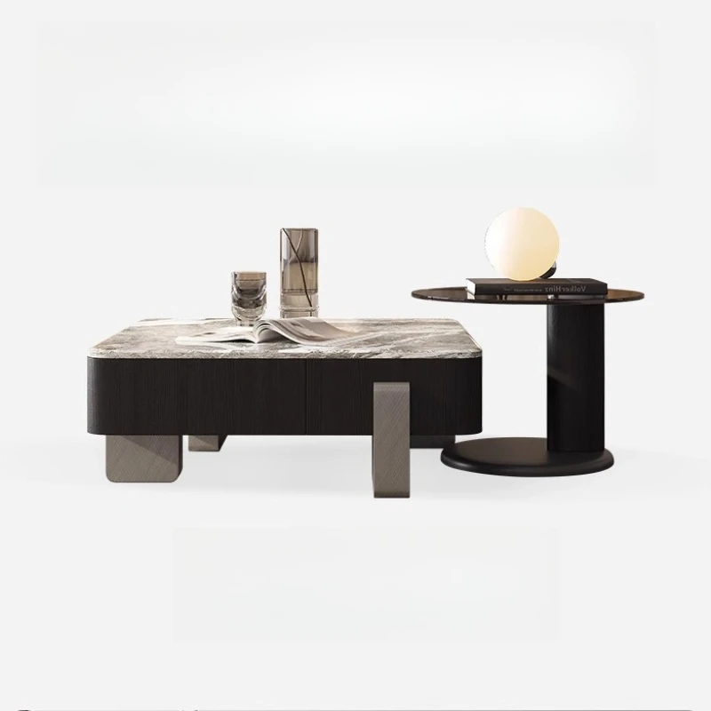 

Light luxury modern marble square coffee table TV cabinet combination Italian simple high-end living room coffee table