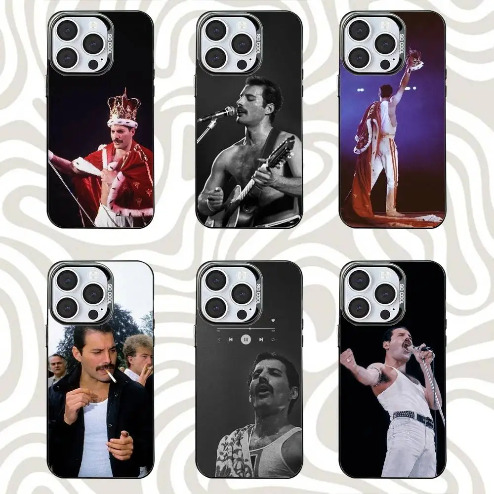 

F-Freddie-es Singer M-Mercury-ys Phone Case For iPhone 16,15,14,13,12,11,Mini,Pro,SE,MAX Black Matte Shockproof Cover