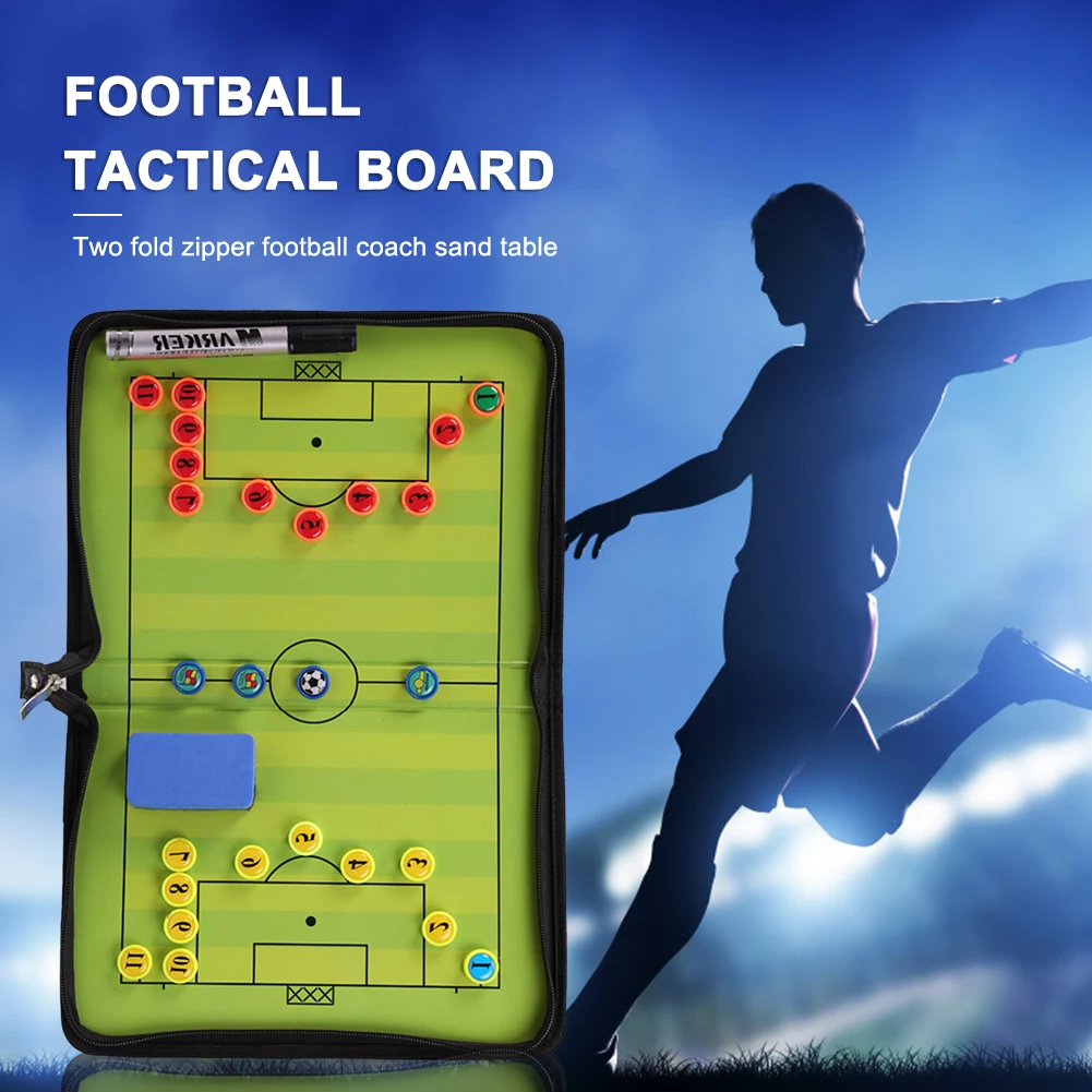 

Football Training Board Foldable Soccer Coaching Clipboard Zipper PU Leather for Match Training Portable Soccer Accessories
