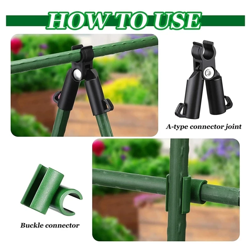 ABRE-50 Pieces Adjustable Plant Trellis Connector Clip Garden Plastic Connector A-Type Connecting Joint Buckle Clip