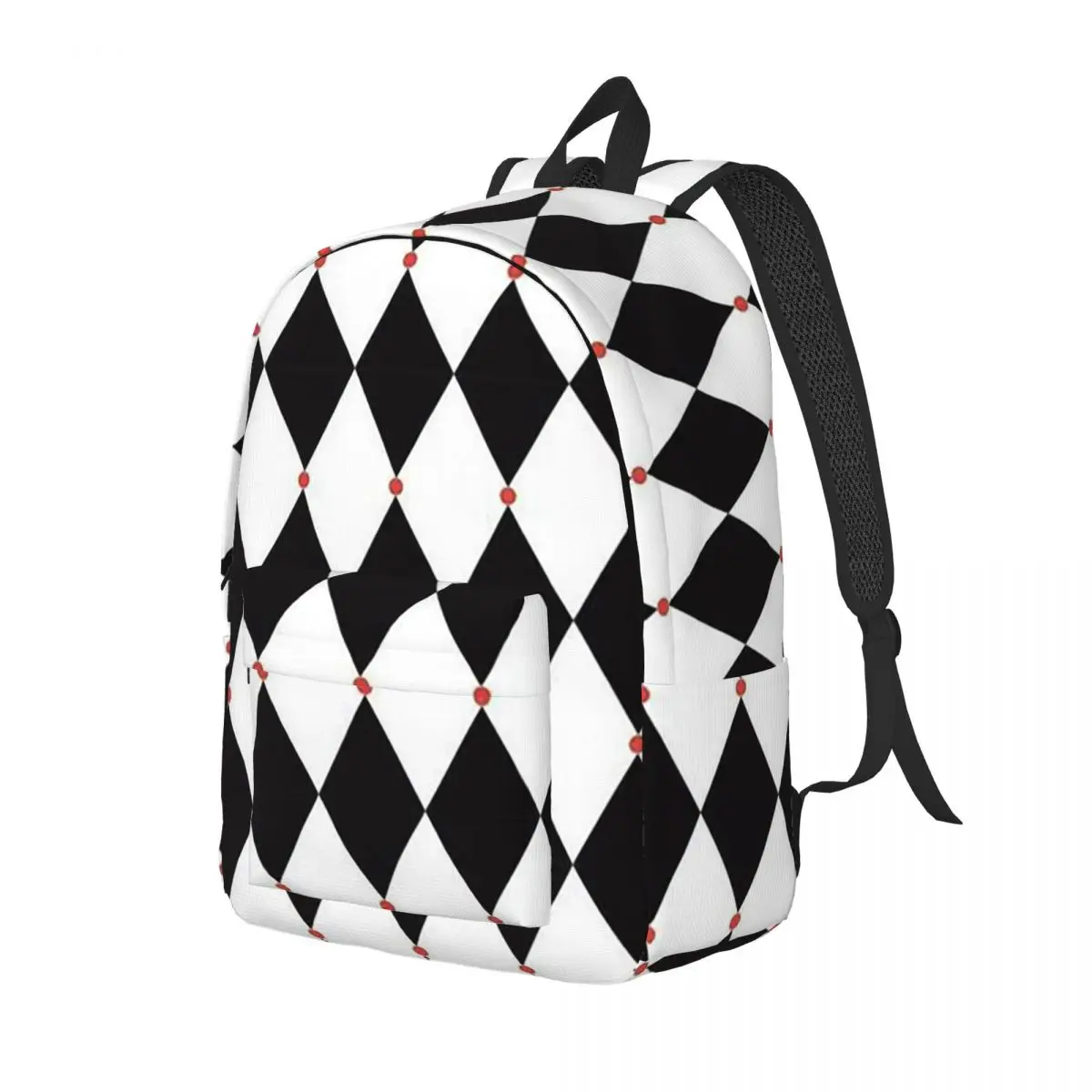 Harlequin Plaid Playing Cards Backpack Daypack Large Capacity Children BookBag School Bag Shoulder Bags for Boys Girls