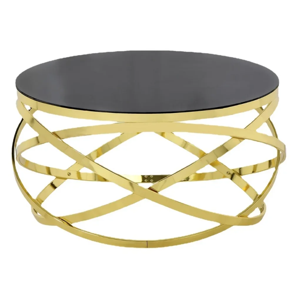

Italian simple small apartment tempered glass coffee table Nordic marble coffee table Round coffee table in the living room