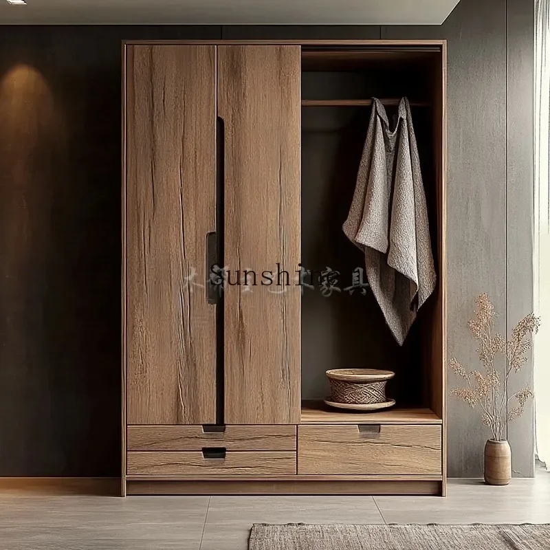 

Medieval solid wood wardrobe simple two-door storage locker small household FT