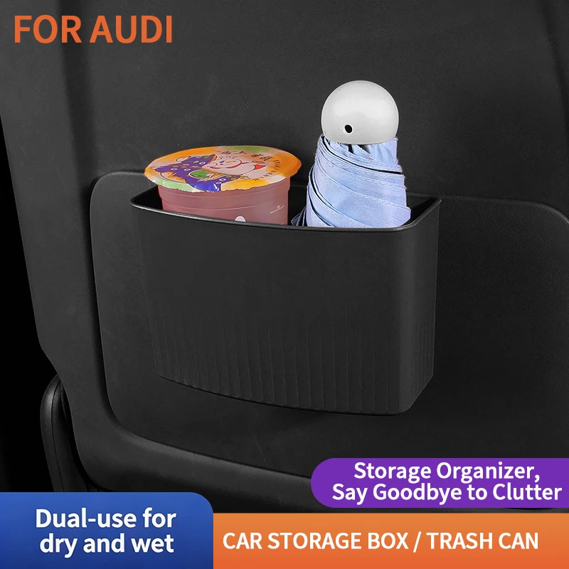 Car Trash Bin, Interior Organizer Box, Seat Back Hanging Storage, Wet and Dry Dual-Use Car Trash Storage Box, Suitable for Audi A3