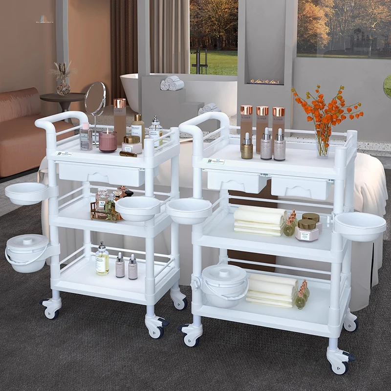 크림 스타일 공간 절약형 휴대용 트롤리 심플 살롱 트롤리 미용실 보조 트롤리 살롱 가구
