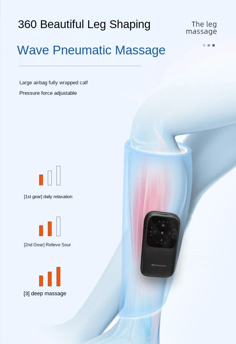 كل وسادة هوائية شاملة جهاز تدليك الساق بالضغط على الساقين ، موجة الهواء النبضية ، ساقين التدليك