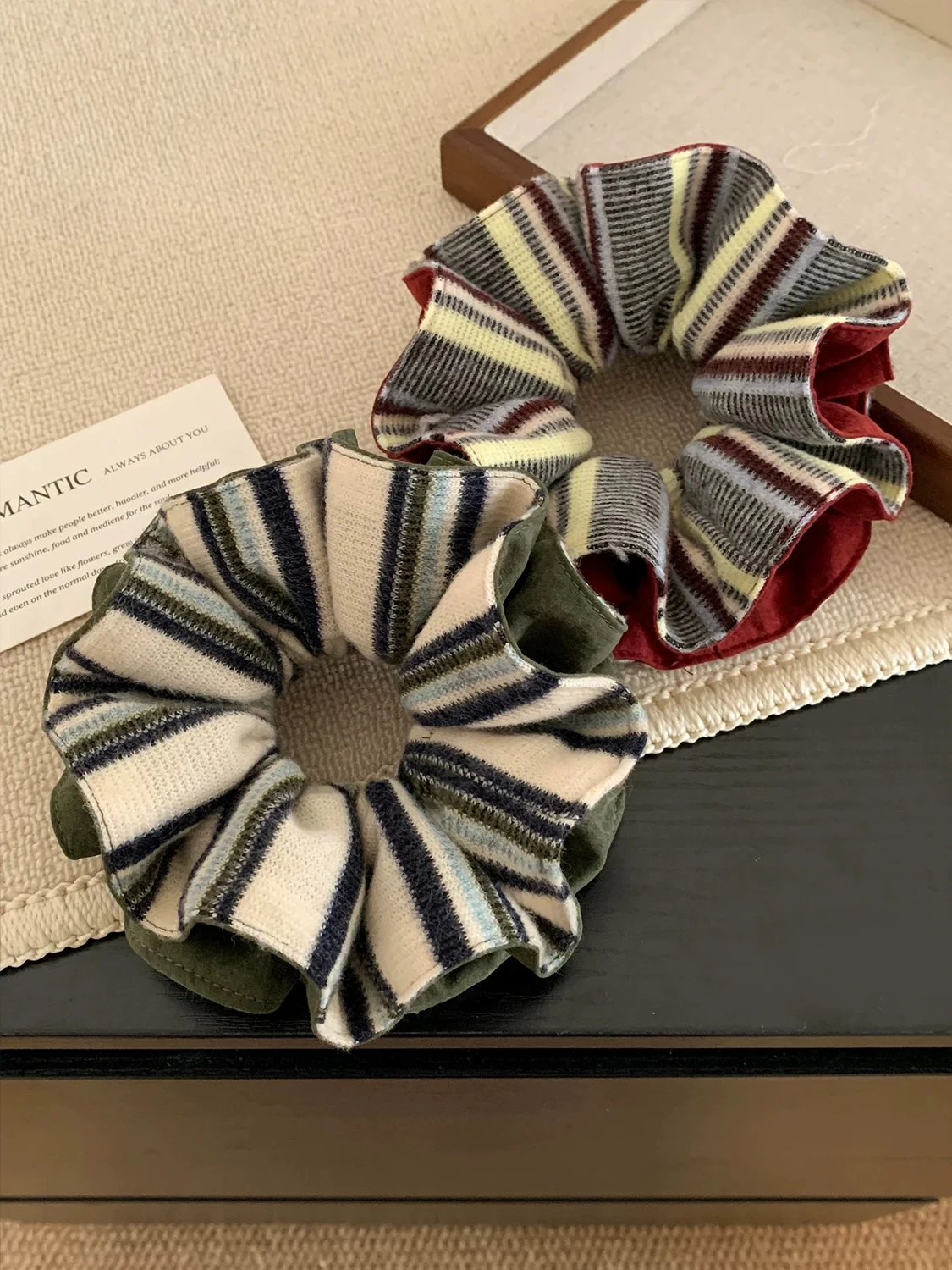 Осенне-зимняя двухслойная резинка для волос AB, двухцветная тканевая резинка для волос, универсальная повязка на голову в корейском стиле для пониний или булочек