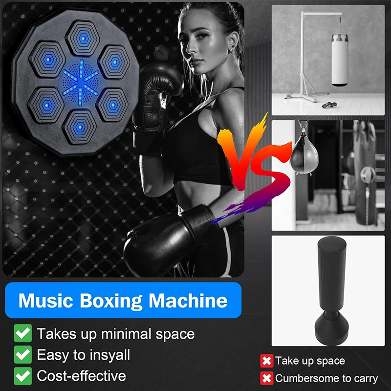 Music Boxing Machine with Gloves for Adult Children Smart Bluetooth Music Boxing Parent-Child Games Wall-Mounted Boxing Target