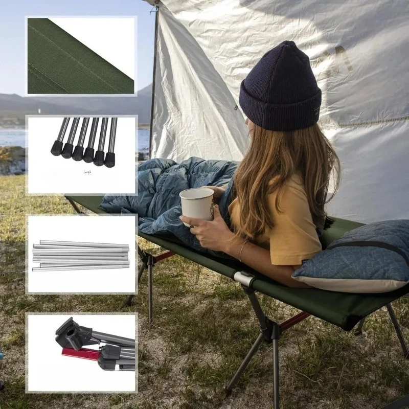 ArmyWild olding Camping Cot, Height Adjustable Ultralight Backpacking Cot, Portable Camping Bed or Camping Hiking Travel Home