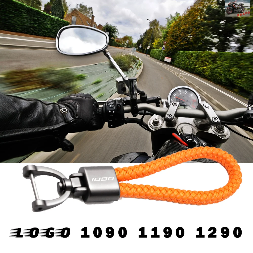 Hand Woven Keychain For KTM Adventure 1090 1190 1290 Adv 1090Adv 1190Adv 1290Adv Custom Logo Leather Metal Keyring Accessories