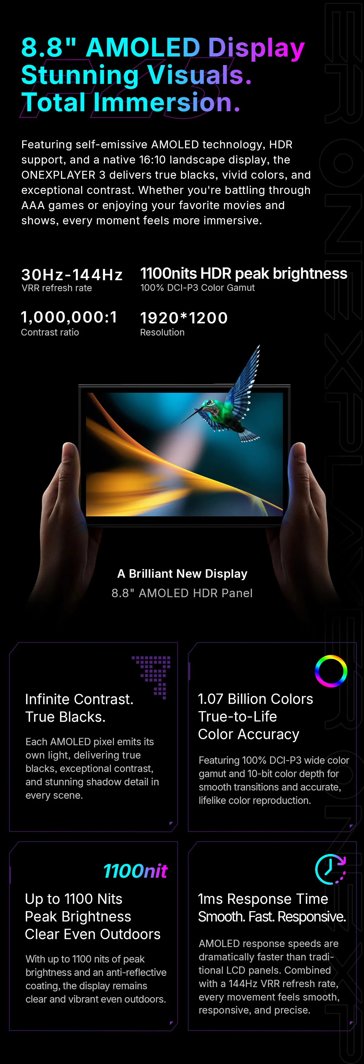 OneXPlayer 3 G3e 3-in-1 Windows Gaming Handheld 8.8 Inch 144Hz AMOLED Intel Arc G3 Extreme Portable Game Console