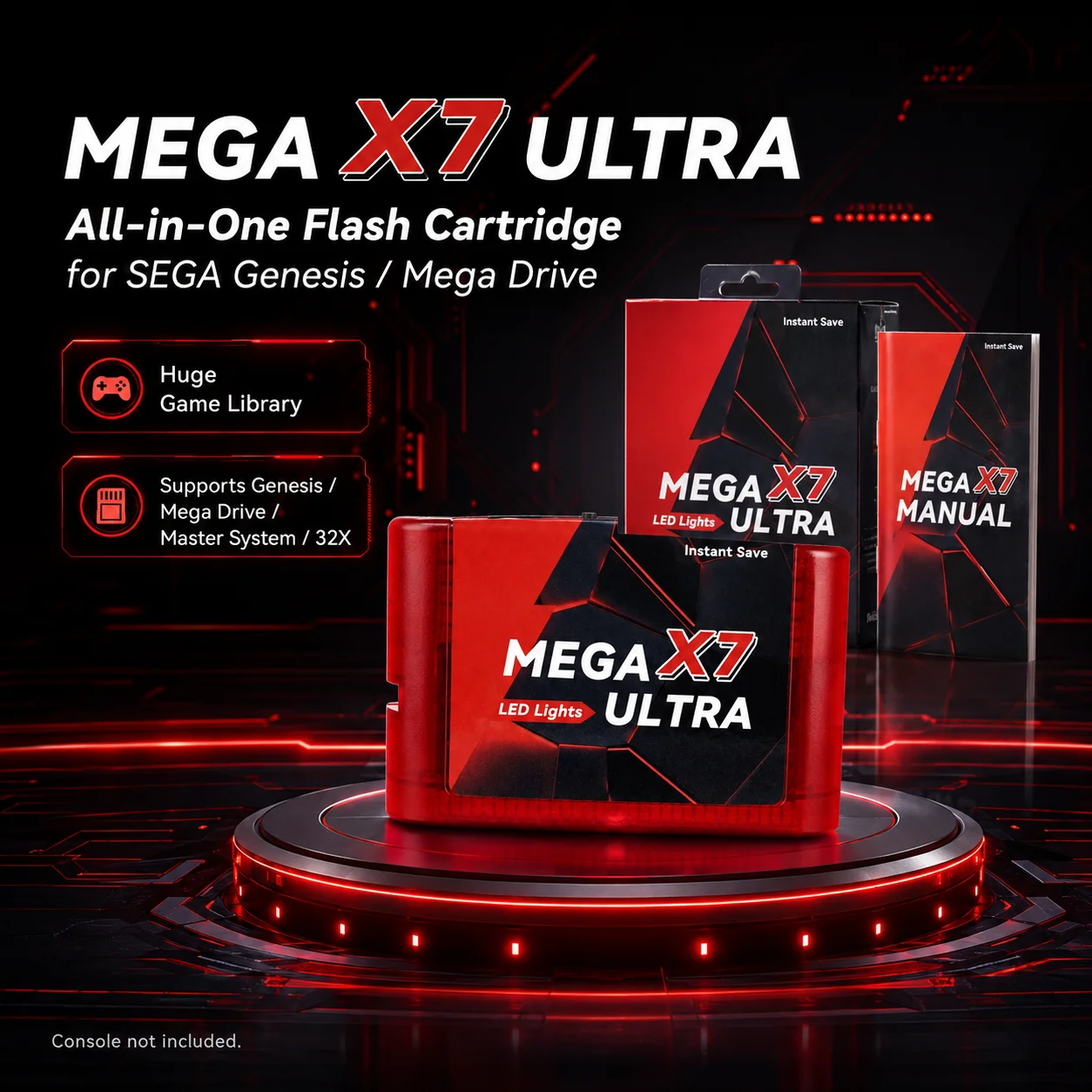 cartuccia-di-memoria-instant-save-mega-x7-ultra-led-con-manuale-per-console-di-gioco-sega-genesis-mega-drive-usa-giappone-eur-megadrive