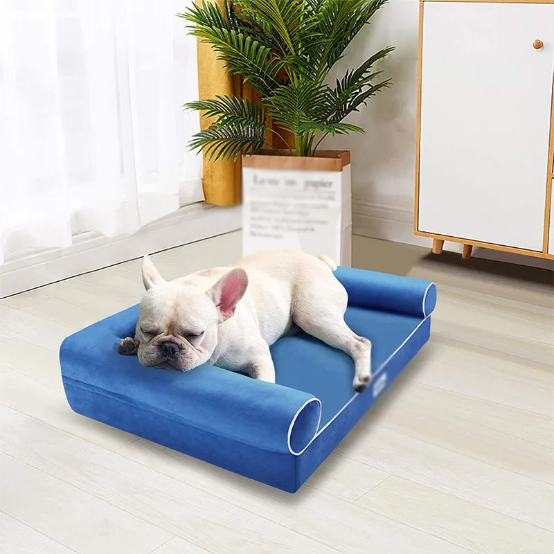 Solid Color Dog Bed Kennel Square Cat Nest Winter Warm Sponge Cushion Sofa Bed Machine Washable Four Seasons Universal Dog Bed