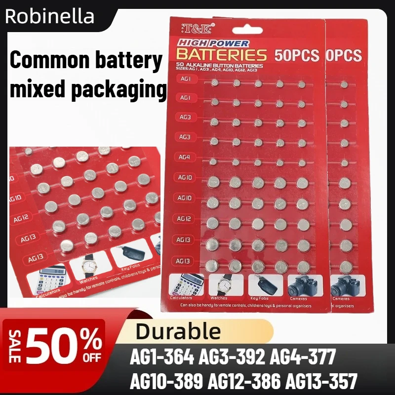 

50PCS 1.55V AG13 LR44 Battery Matrix with Cross-Compatible Models for Smart Home Devices and Digital Controls Button Battery