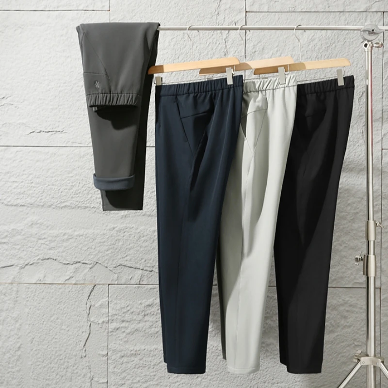 Winter Upade Version Italian Luxury Fce Lined Thiened Men's Outdoor Windproof Soft ell Casual Pants Warm Comfortable