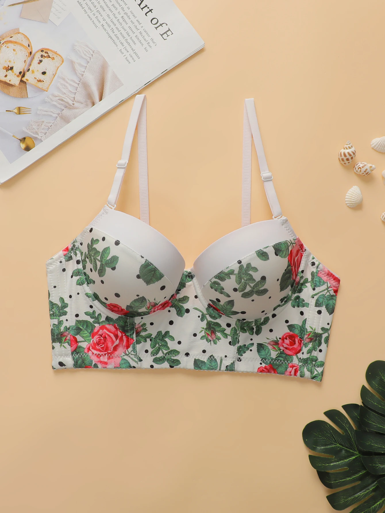 

Женский бюстгальтер с принтом, утолщенный, с эффектом сбора и подтяжки, подходит для небольшой груди, предотвращает провисание, модель B2055.