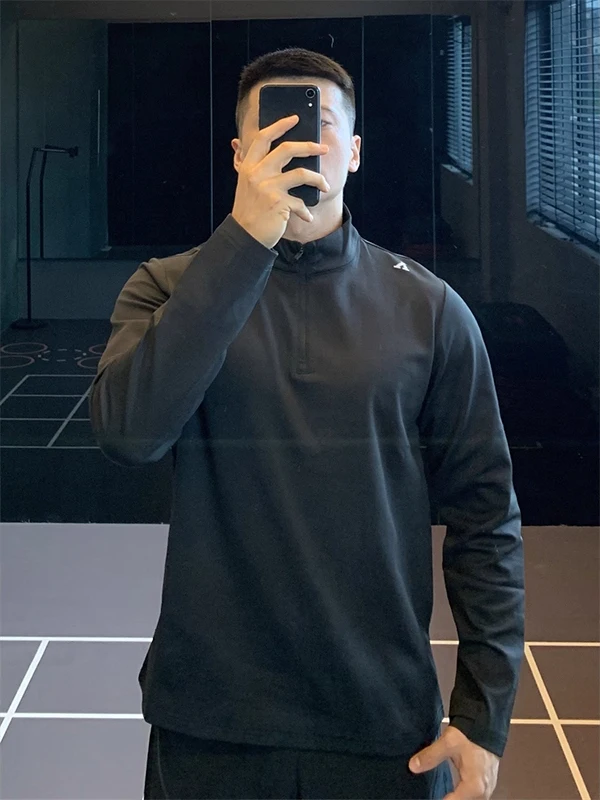 

Мужская спортивная толстовка больших размеров с длинным рукавом, быстросохнущая, дышащая, осенне-зимняя, на молнии, с воротником-стойкой