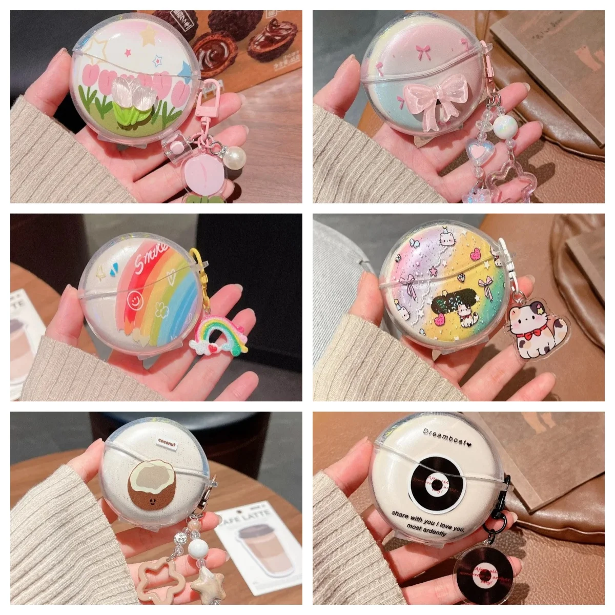 

Cute bowknot disc coconut shell Earphone Case For Xiaomi M79 Wireless Earphone Cover Charging Box With Pendant For Lenrue M79