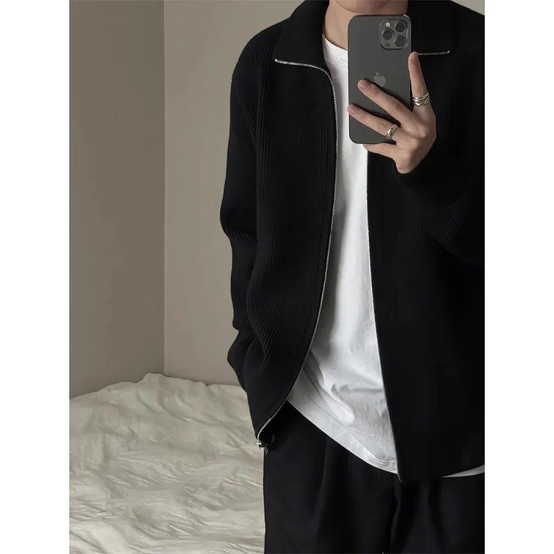 

Мужской вязаный кардиган Cool Bla на молнии, свободного кроя, повседневный, зимний, модный, из смесового полиэстера, с длинными рукавами, круглым вырезом, свитер