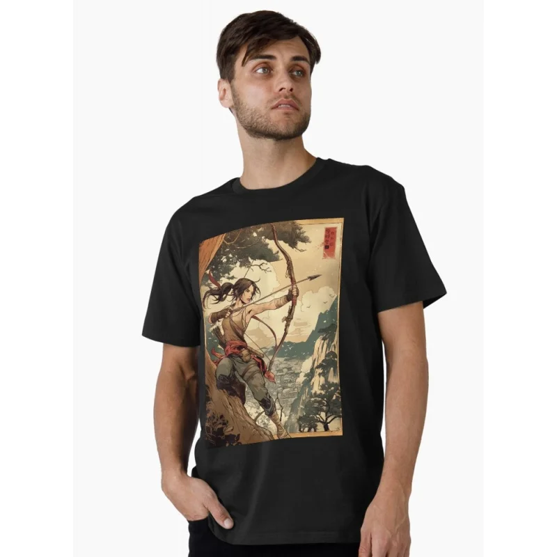 

80s Retro video game Tomb Raider Traditional Lara Croft Gift t shirt for men 100% cotton printed Graphic Clothes All size Tops