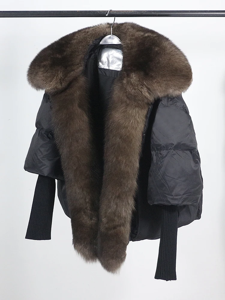 Lose Natürliche Echt Fox Pelz Kragen Mantel Dicke Neue Europäische Mode Weiße Ente Unten Jacke Winter Frauen Warme Luxus Oberbekleidung – Detail 7