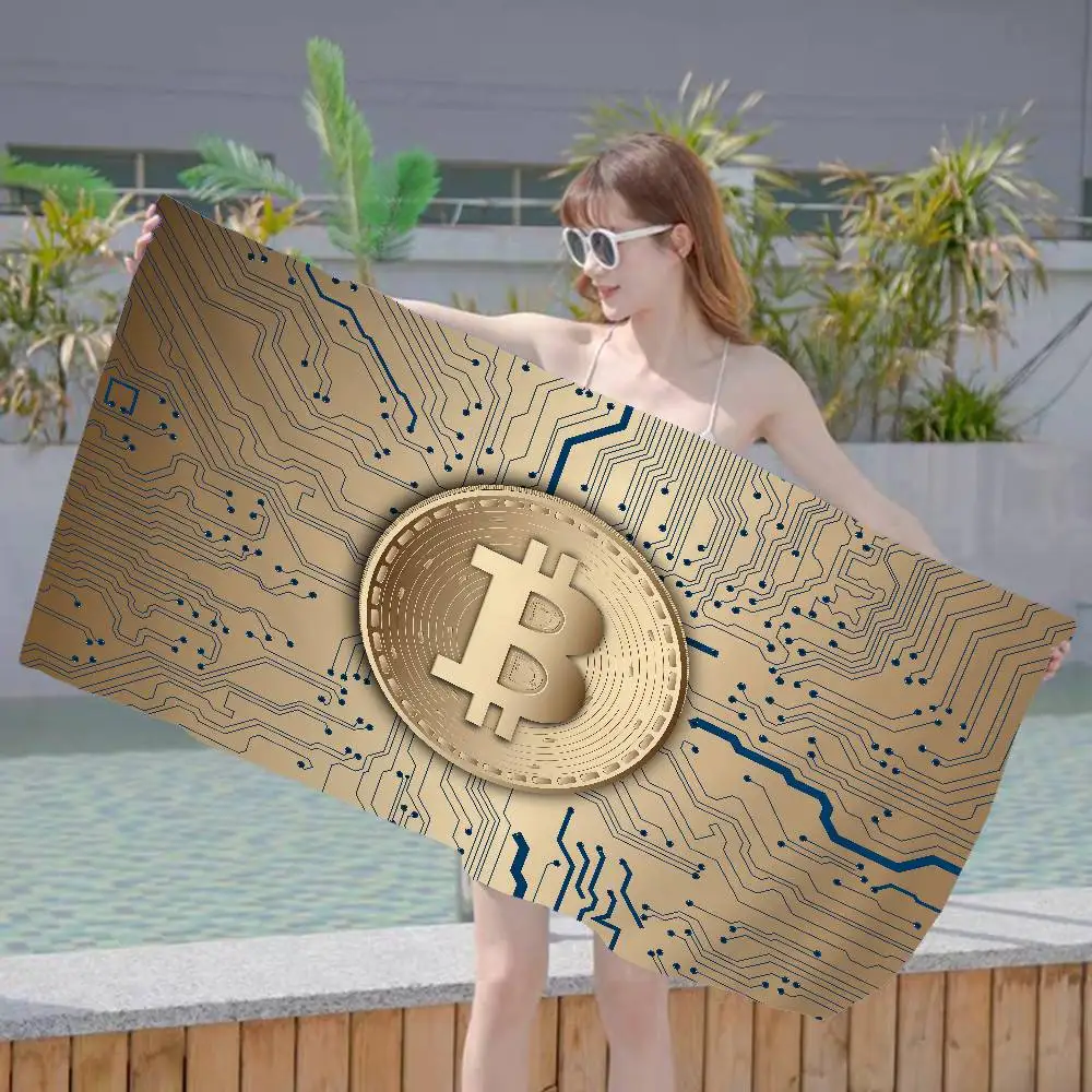 Fashion B-bitcoin Big Microfiber Beach Towels Quick Dry Towel Sand Beach Towels Pool Towel for Travel Swim Pool Yoga