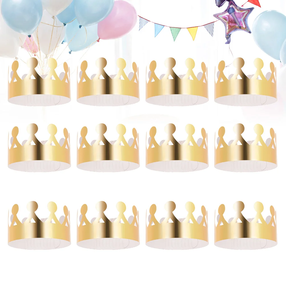 

24pcs Golden Paper Crown Party Hat Photo Props for Birthday Celebration Baby Shower (M14) birthday hat