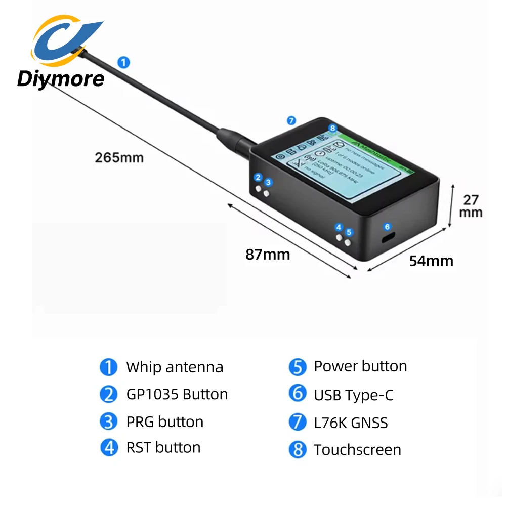 WiFi LoRa 32 V4 Meshtastic ESP32-S3R2 SX1262 LoRa 모듈 3.5인치 터치스크린 L76K GNSS 저전력 태양광 IoT 모니…