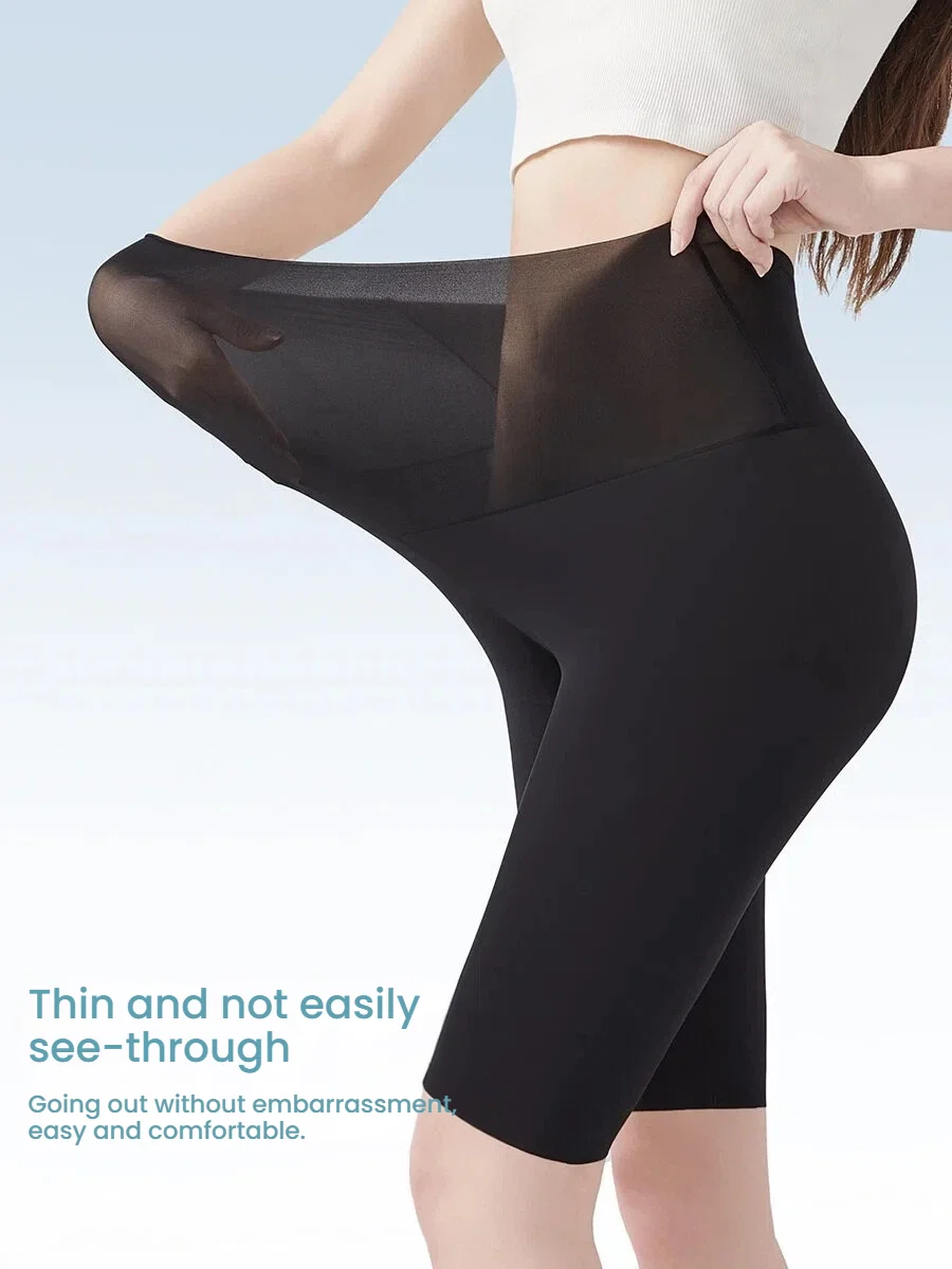 Plus Size Ultra Thin Milk Skin Air Conditioning Capri Shark Pants for Women High Waist Summer Outer Wear Slim Short Leggings