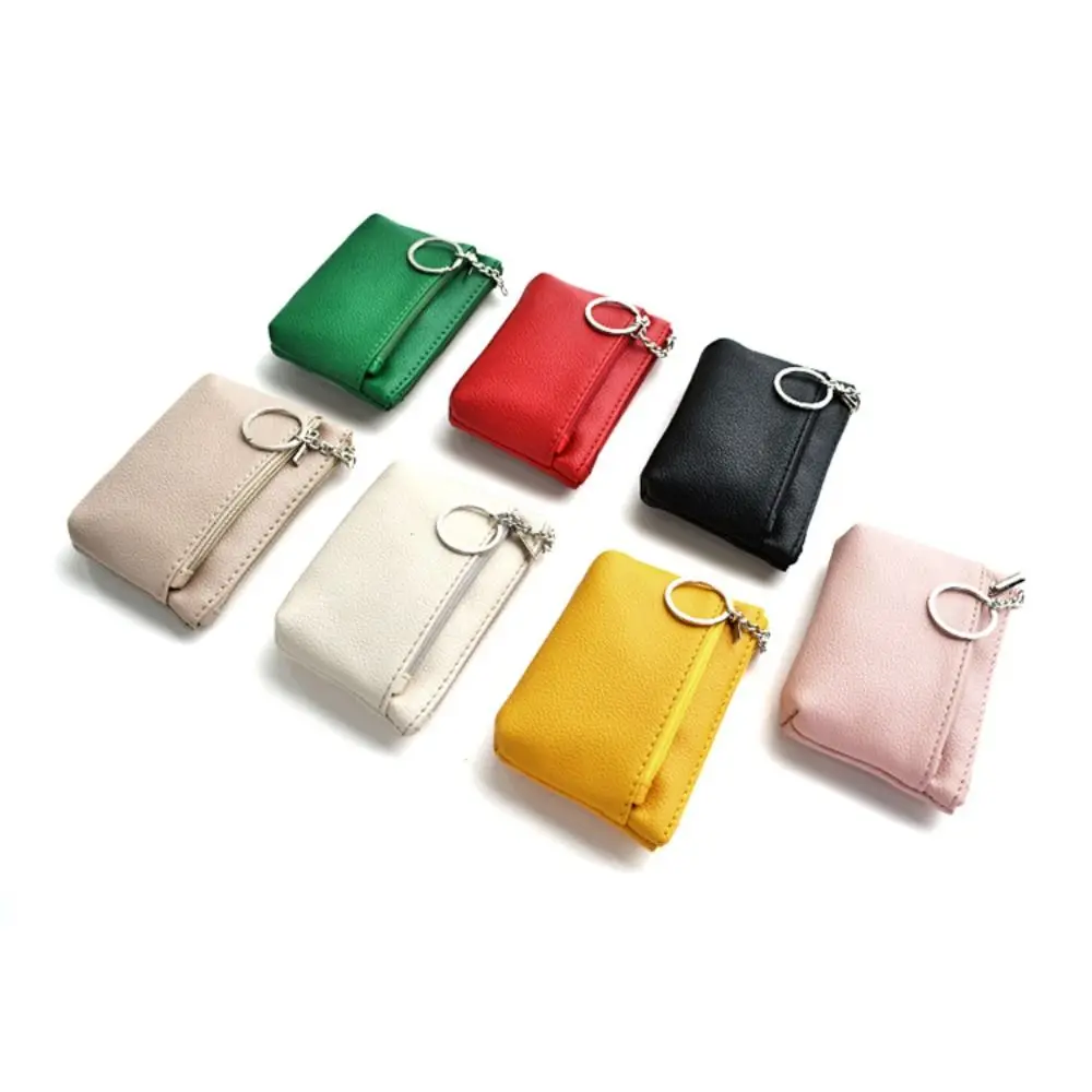 Fashion Zipper PU Leather Coin Purse Pure Color Credit Card Holder Mini Change Purse Card Pocket Change Bag Short Wallet Student