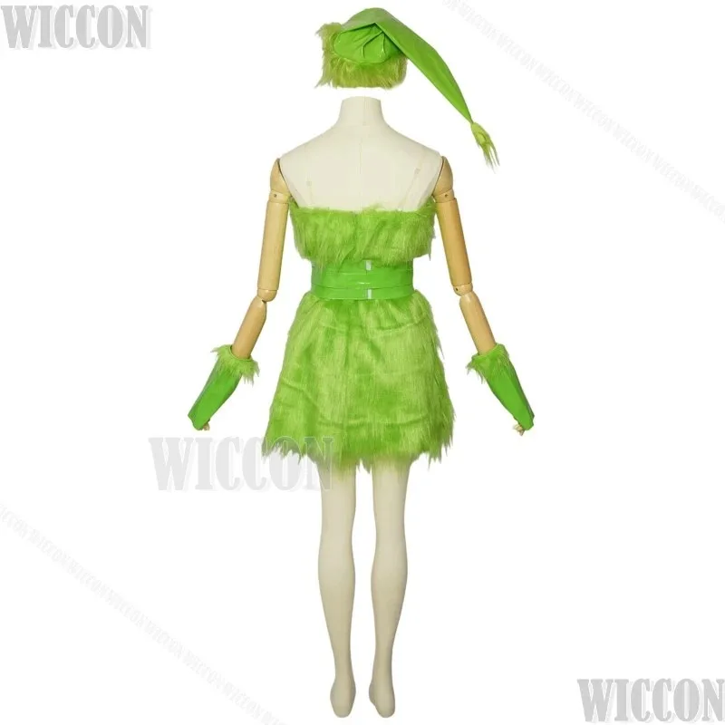 فستان فروي أخضر لعيد الميلاد لعام 2024 زي تنكري بدلة وحش اللص قبعة فروي للنساء والفتيات وحفلات الهالوين لعب الأدوار ؛ 3,c'5.b;8' #4