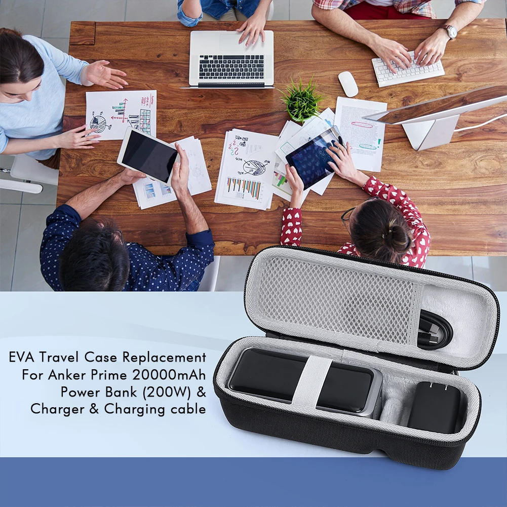Carrying Case Waterproof Hard Travel Case EVA Anti-scratch Portable Storage Bag for Anker Prime 20000mAh Power Bank 200W&Charger