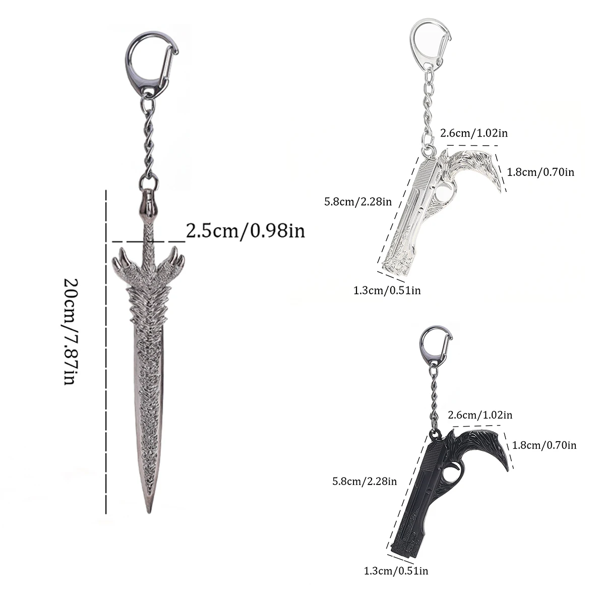 20cm Demon Sword Dante Model Keyring Devil Cry Devil Cry 5 Game Same style Keyring Game Fan Collectibles Men  Women Jewelry Gift