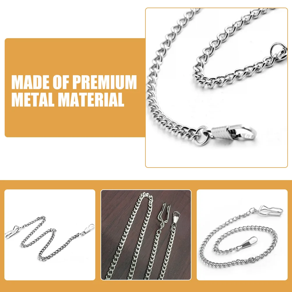 2Pcs Vintage Metal Pocket Watch Chains Durable Chain Clothing Chain for Wallet Jean Accessories Pocket Watch Chains for Men