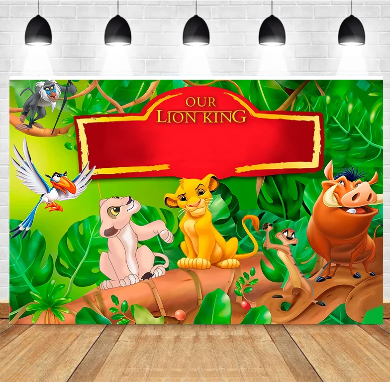 Lion King Simba Photography Backdrop Customizable Kids Birthday Party Vinyl Cloth Sunset Photo Shootings Background Baby Shower