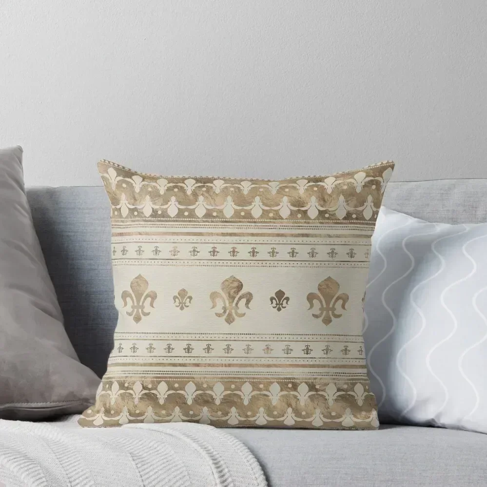 

Fleur-de-lis Pastel Gold Throw Pillow Cushion Cover Luxury Cushions For Decorative Sofa Christmas Pillows pillow