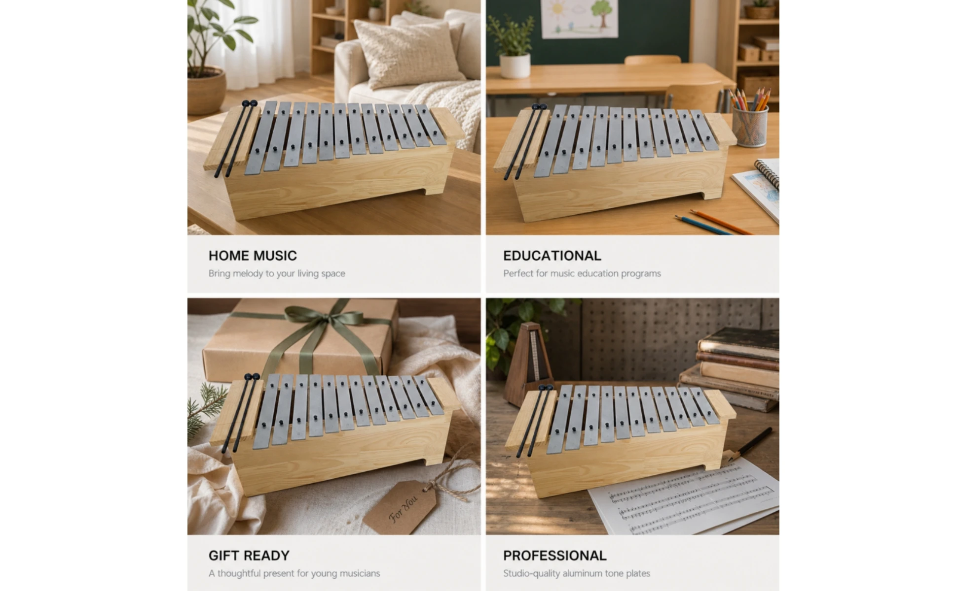 Metallophone Wooden Glockenspiel Xylophone Resonant Percussion Instrument with Mallets Precision-Tuned for Students, Classroom Metallophone Wooden Glockenspiel Xylophone Resonant Percussion Instrument with Mallets Precision-Tuned for Students, Classroom
